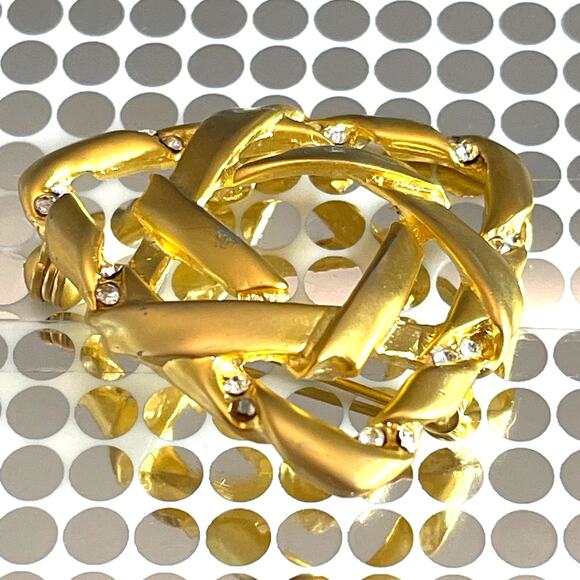 Vintage Gold Tone Rhinestones Brooch Triangle Lapel Pin B#18 - Picture 5 of 6